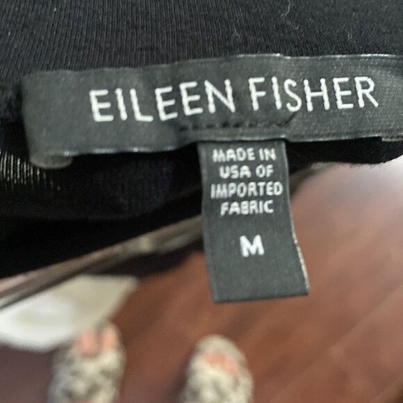 Like New Eileen Fisher Black Midi Rayon Lycra Blend A-Line Skirt - Picture 4 of 5